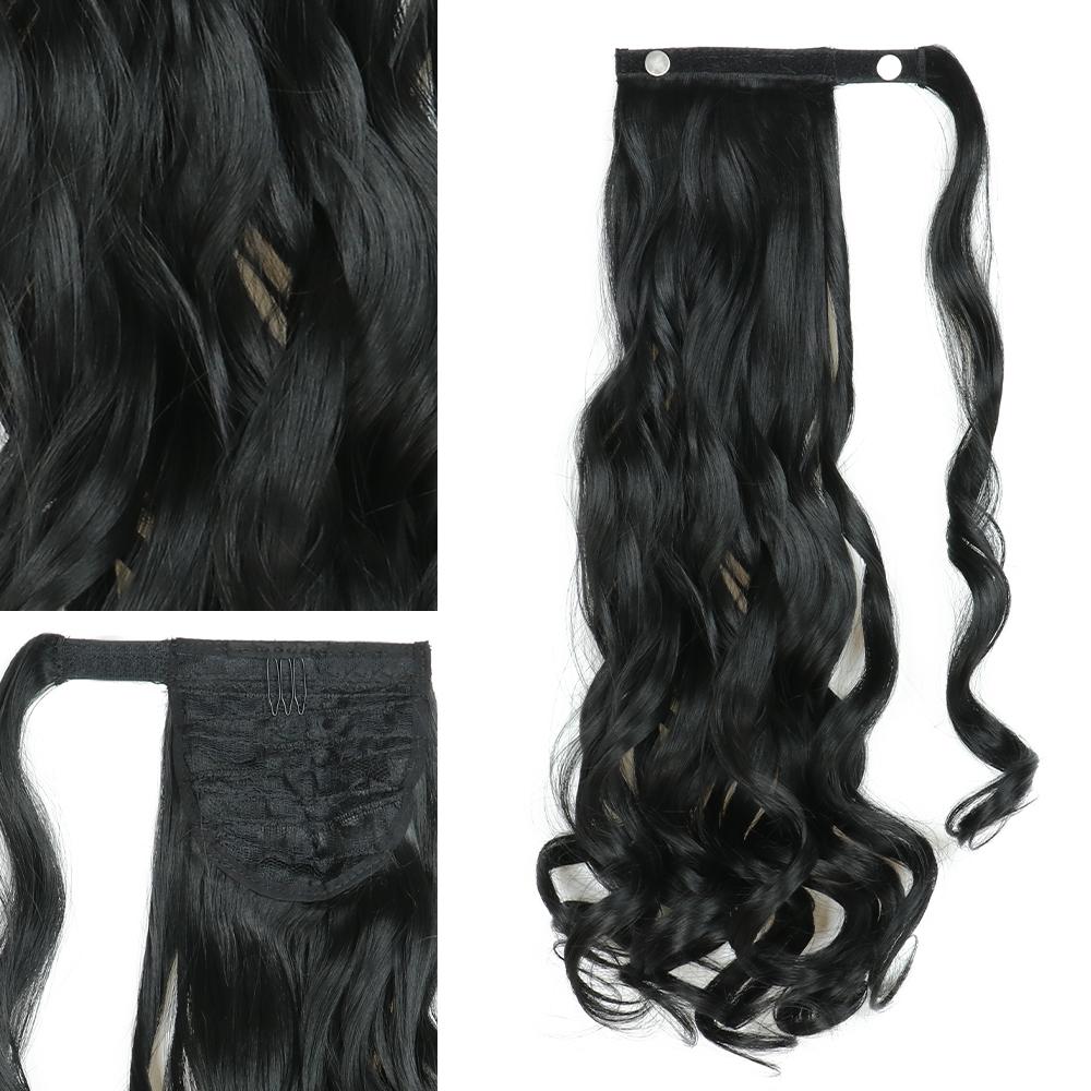 LISI HAIR Синтетические 22-дюймовые длинные волнистые заколки в хвосте для наращивания волос, блондинка, черный натуральный кусок волос