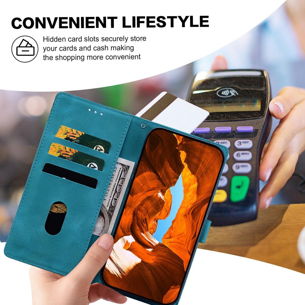 For iPhone 16 Case Imprinted Lace Flowers PU Leather Wallet Phone Cover - Green