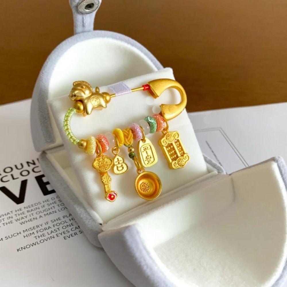 Horse Year Lucky Pins Gold Color Sand-plated Ornaments Fashion Guardian Brooch  Pregnant Women