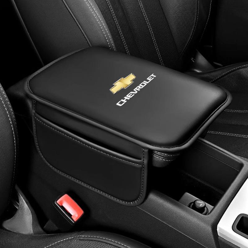 AABHJ1 Car Armrest Cushion Leather Arm Rest Box Pad With Storage Bag For Chevrolet Corvette Montana TrailBlazer Silverado Traverse Bolt
