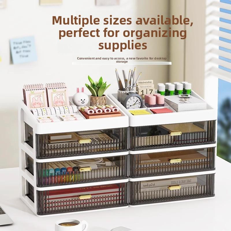 Desktop Jewelry Organizer Box Multi-Layer Storage for Office Stationery Pencils Student Supplies Bedroom Study Desk Organization
