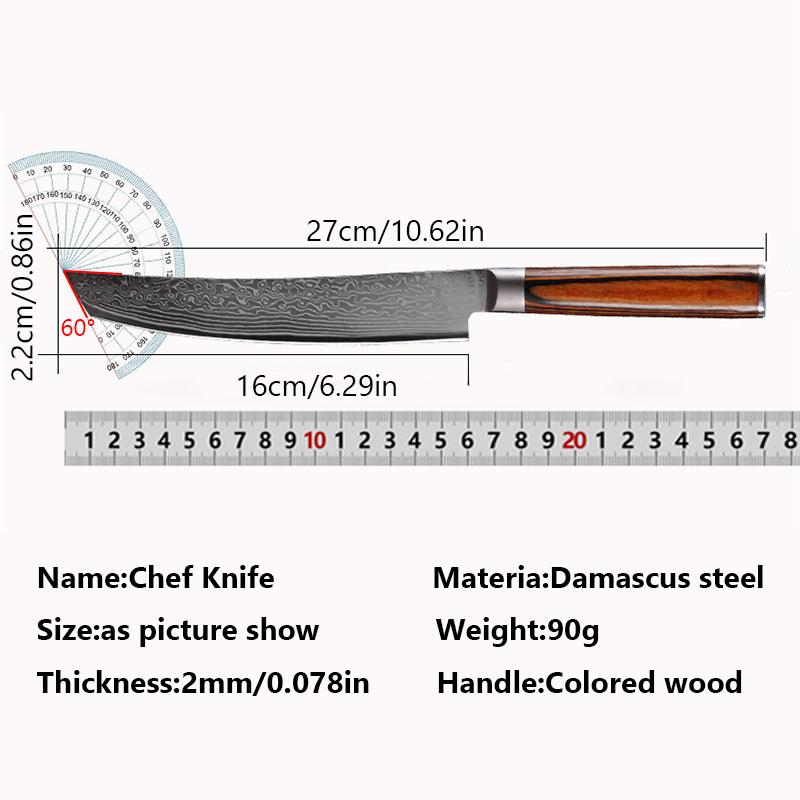 Damascus Steel Kitchen Cleaver Chef Knife Boning Slicing Knife Butcher Knife Meat Fish Sushi Knife Professional Cooking Cutter