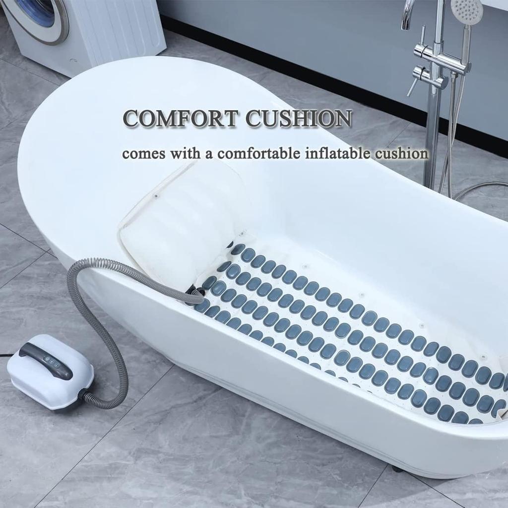Electric Bathtub Bubble Massager Spa Mat - Adjustable Air Jet System with Remote Control for Ultimate Relaxation (White, 47" X 17")