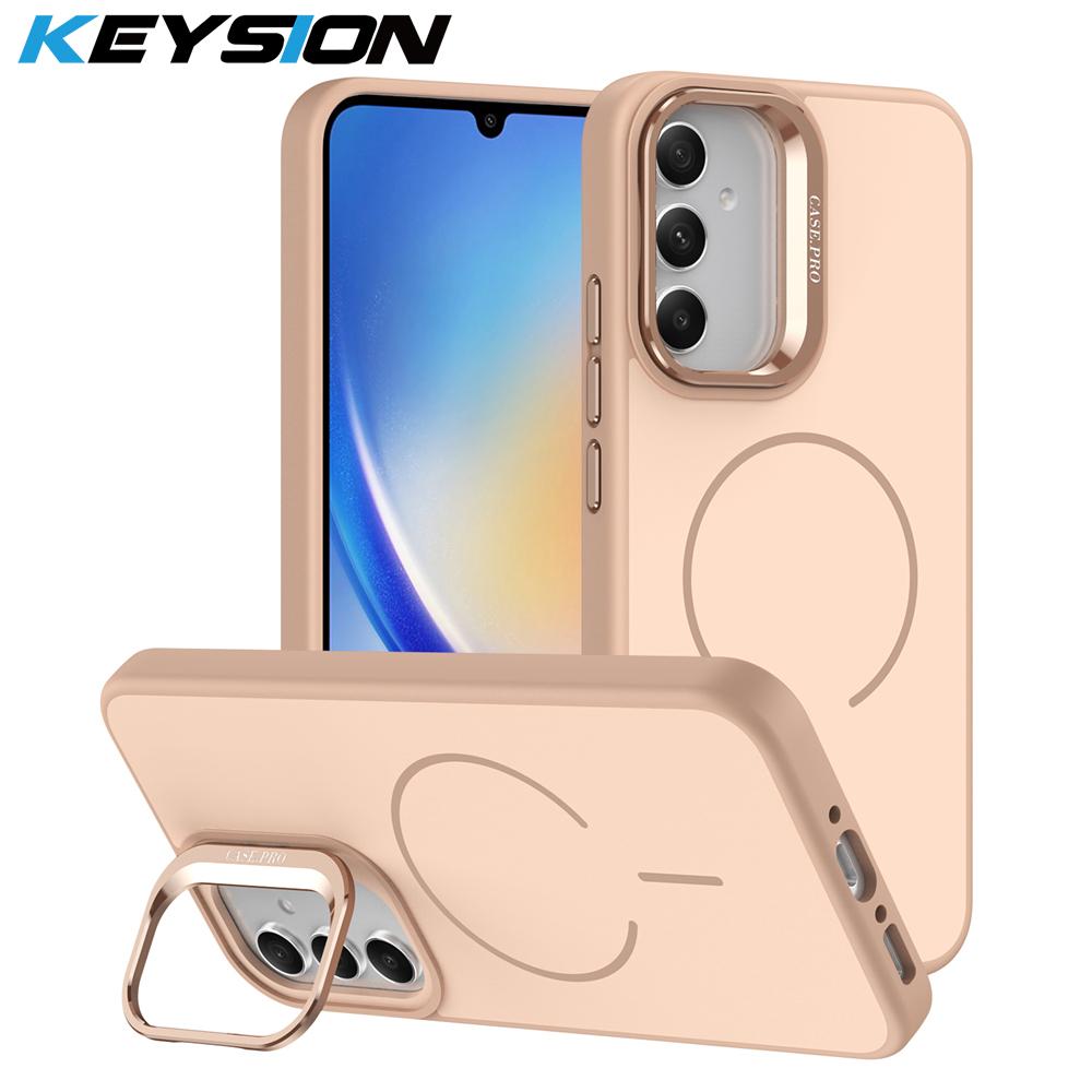 KEYSION Матовый чехол-подставка для телефона с покрытием Soft-touch для Samsung A54 5G A34 A14 4G 5G, магнитная противоударная задняя крышка для Galaxy A04S