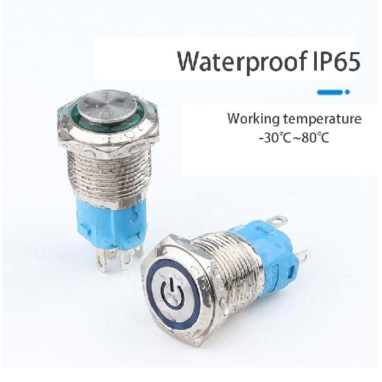 2 шт., 16 мм, металлическая кнопка, выключатель питания, водонепроницаемый, огнестойкий, с фиксацией, с проводной розеткой, светодиодный светильник, вкл., выкл., 3 В, 6 В, 12 В, 24 В