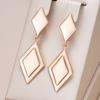 Модные глянцевые серьги-капли в виде двух ромбов для женщин, розовое золото, простые металлические, свадебные, для повседневной носки, для вечеринок