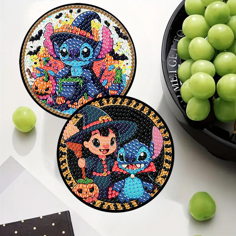 8 шт./Набор Набор для алмазной вышивки Lilo & Stitch, подставки под стаканы с держателем, противоскользящие деревянные подставки, подставки Diamond Art для взрослых
