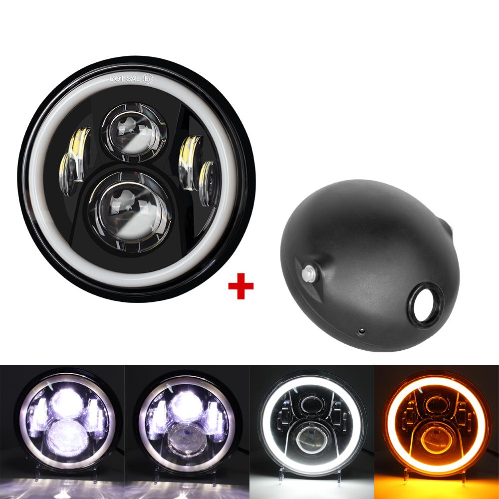 Универсальная круглая светодиодная фара для мотоцикла Cafe Racer 7,5 дюйма, фара головного света, габаритный свет, переделка 7,5'' фара для мотоцикла Cafe Racer
