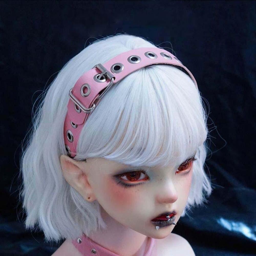 Y2K Панк Ободок с заклепками и вырезами Кожаный ремешок для волос Субкультура Стимпанк Обруч для волос Женский