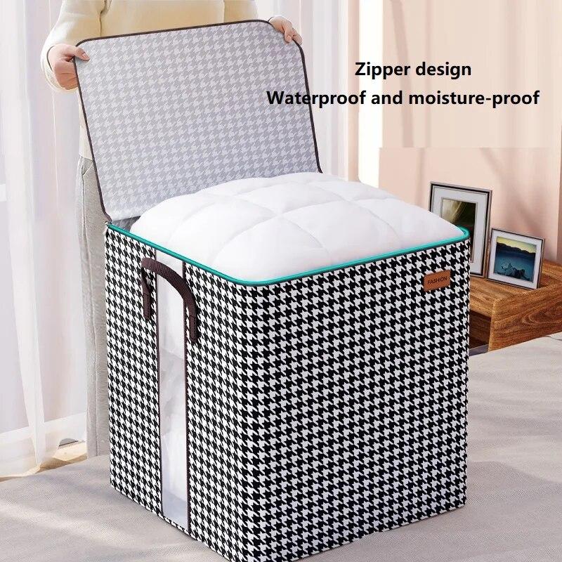 Foldable Quilt Storage Box Visiable Window Big Capacity Non-Woven Portable Clothes Organizer Baby Toys Rag Container Cases Items