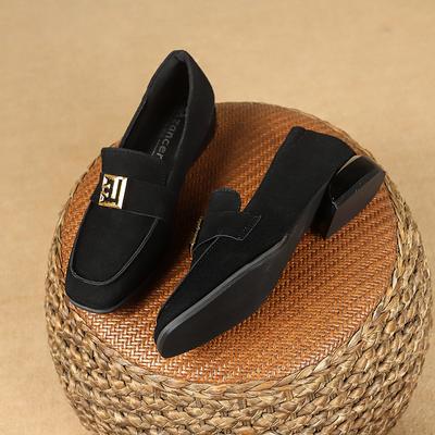 2024 Весна и осень однотонные женские туфли на плоской подошве модные круглые носки на низком каблуке повседневные женские туфли на плоской подошве большого размера без застежек