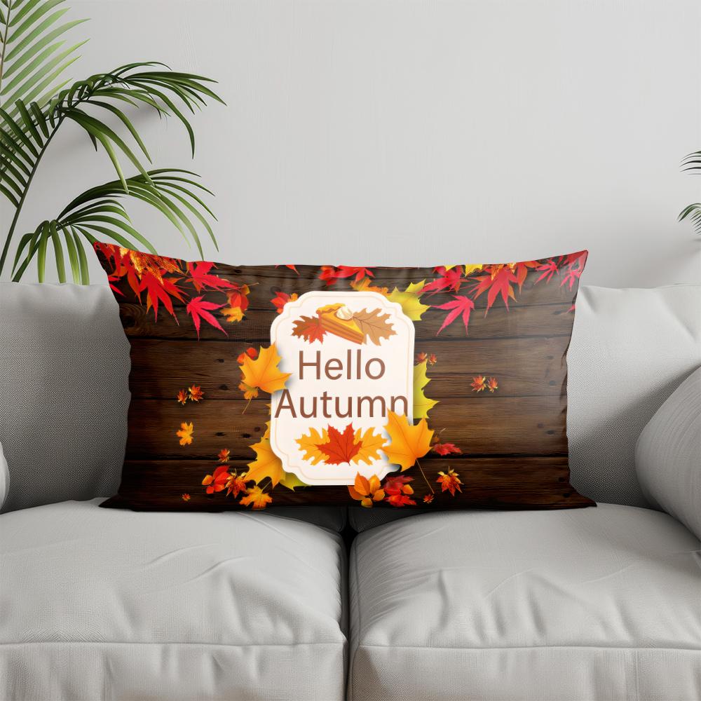 Home Decor Autumn Leaves Welcome Pillow Suitable For Sofa Bedroom Car Pillow Cover Cushion Rectangular Back Cushion