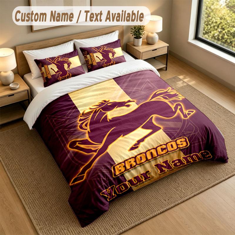 Bedding Set 1 Duvet Cover 2 Pillowcases Brisbane Broncos Print Soft Bed Linen Bedroom Decor