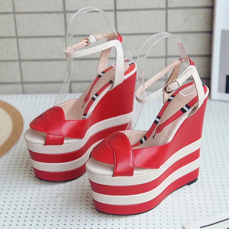 2024 Новые сексуальные туфли на высоком каблуке с рыбьим ртом, женские модные туфли на толстой подошве, босоножки на танкетке для вечеринок и клуба, на платформе, на высоком каблуке