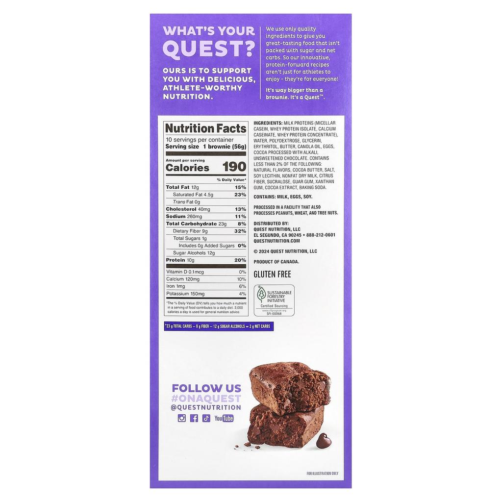 Quest Nutrition, Печенье Bake Shop Brownies, шоколадное, 10 пирожных, 1,98 унции (56 г) каждый