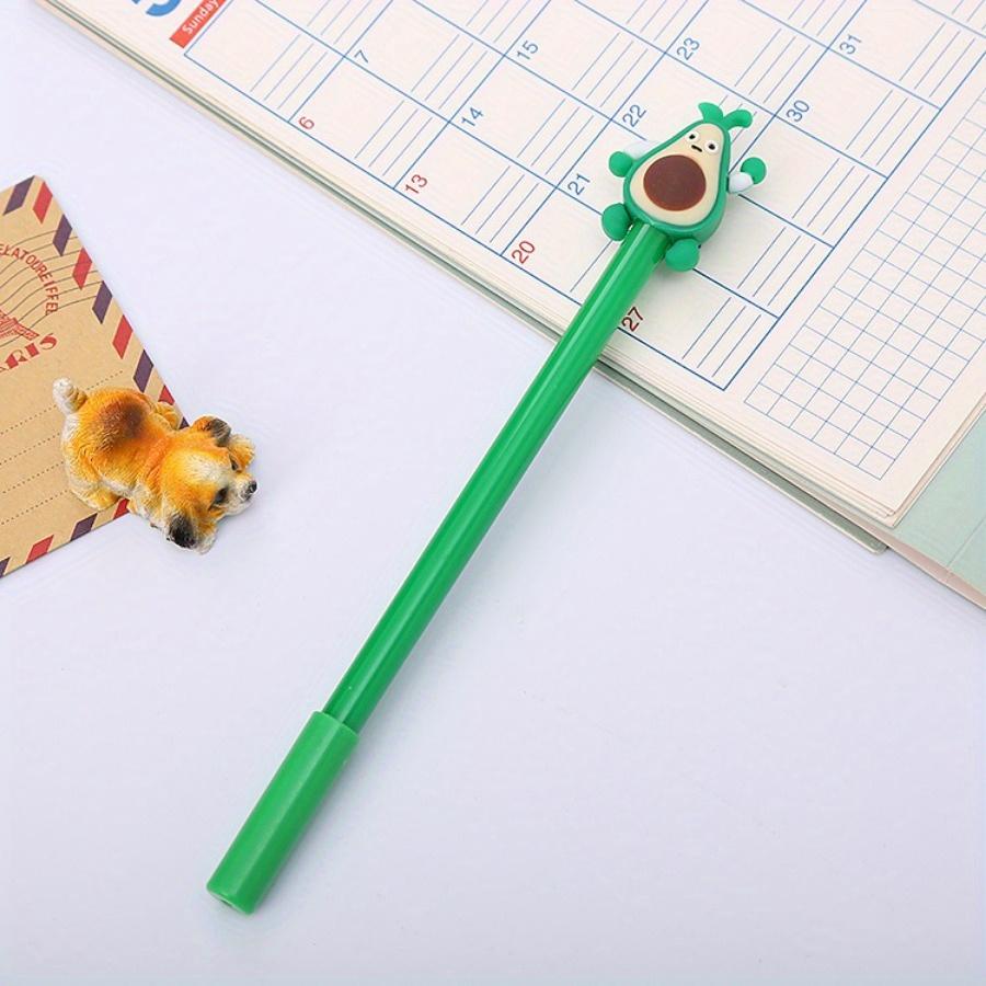 10pcs 0.5mm Cute Fruit Peach, Avocado Shaped Gel Pen Creative Silicone Head Stationery Silicone Head Gel Pen Signature Pen