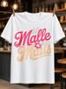 Malle Maus Tropical Distressed Pink And Peach Script With Hibiscus Flower And Palm Accents Vacation Unisex All TShirt