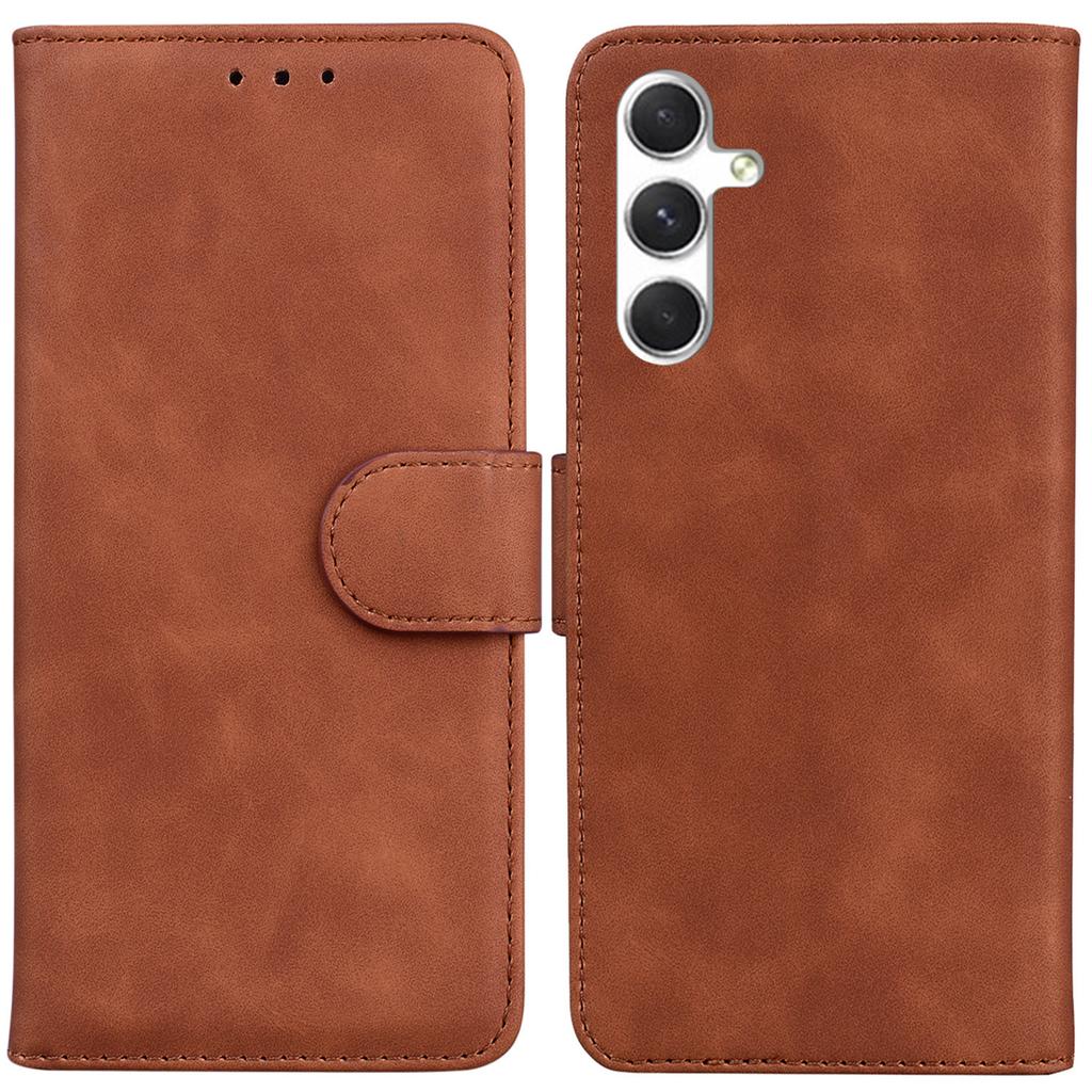 For Samsung Galaxy S25 Case Solid Color Leather Wallet Phone Cover