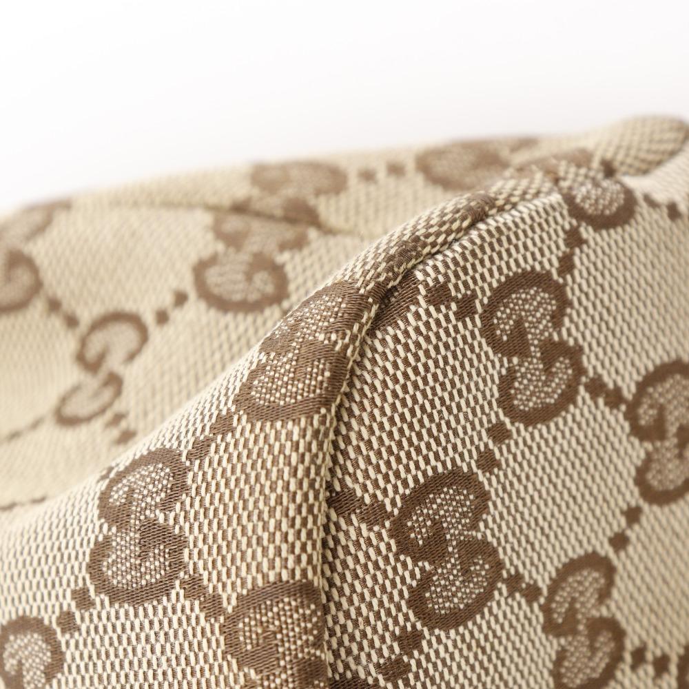 Gucci Heart Crest Handbag 212994 Beige GG Canvas Women Used