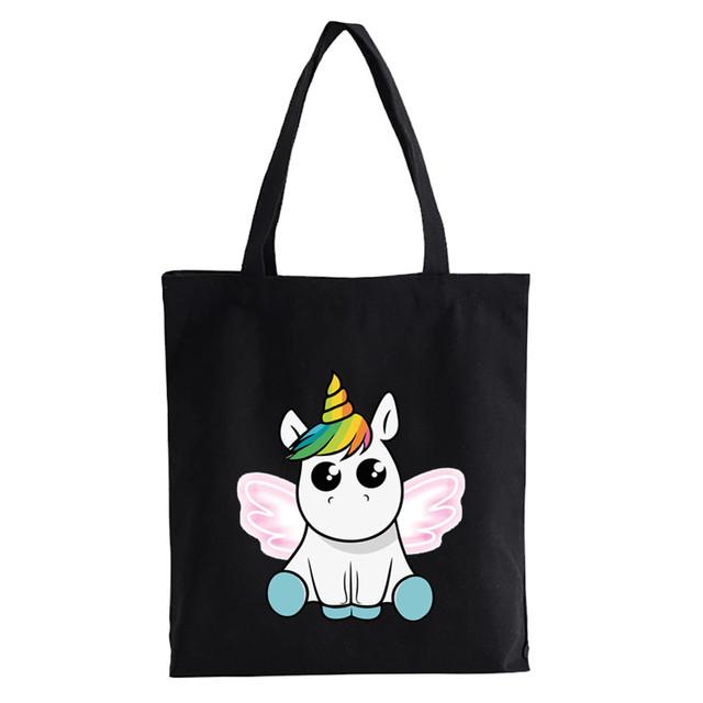 Dabbing Unicorn Panda Anime Shopper Bag Teenage Students Reusable Canvas Bag Handbag Bag Women's Shoulder Tote Bag Bolsas