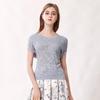 Anlom Women's Thin Round Neck Short Sleeve Knit Top