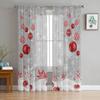 Christmas Red Christmas Ball Snowflakes Grey Yarn Curtain Window Tulle Curtains For Living Room Kitchen Sheer Voile Curtains