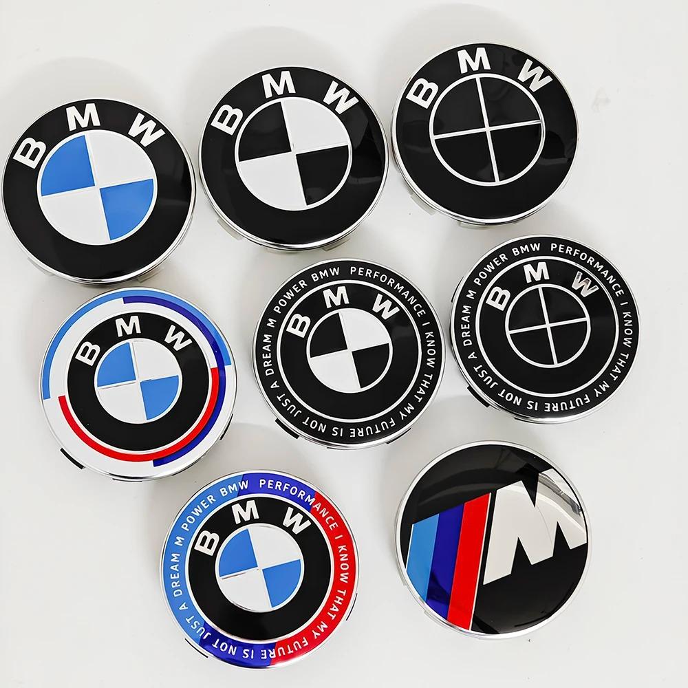 For BMW M 4pcs For BMW 50th E90 E60 F10 F20 G20 G30 E53 E85 E70 56mm 68mm Blue White Car Hub Cap Wheel Center Cap Emblem Badge Accessories zj6