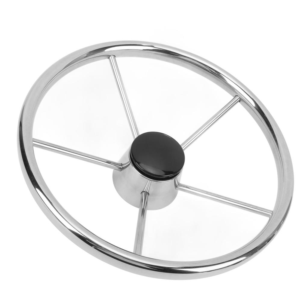 13 1 2 Inch Marine Steering Wheel 5 Spoke 25 Degree Stainless Steel Boat Steering Wheel with Center Cap and Grip for