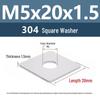 Yigu 304 Stainless Steel Thickened Square Flat Washer M3/M4/M5