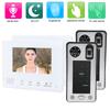 2?Проводной видеодомофон 7 дюймов Двойные мониторы Двойные камеры Отпечаток пальца Пароль IC-карта Разблокировка Ночь