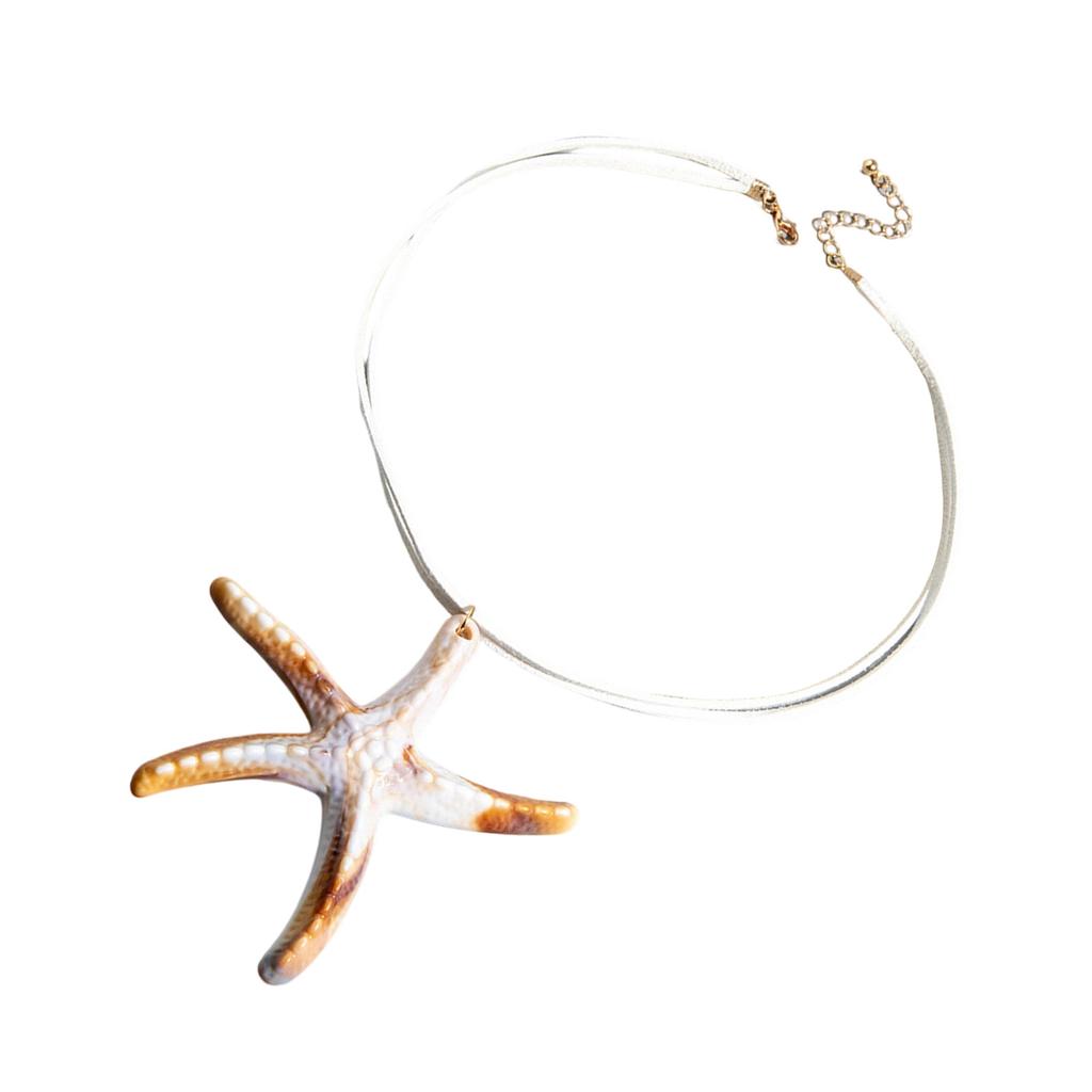 Bohemian Starfish Pendant Statement Necklace Bold Ocean Inspired Neck Jewelry for Women Summer Beach Party Accessory