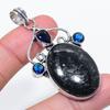 Natural Nuummite, Topaz Gemstone 925 Sterling Silver Jewelry Pendant 2.36" T6m69