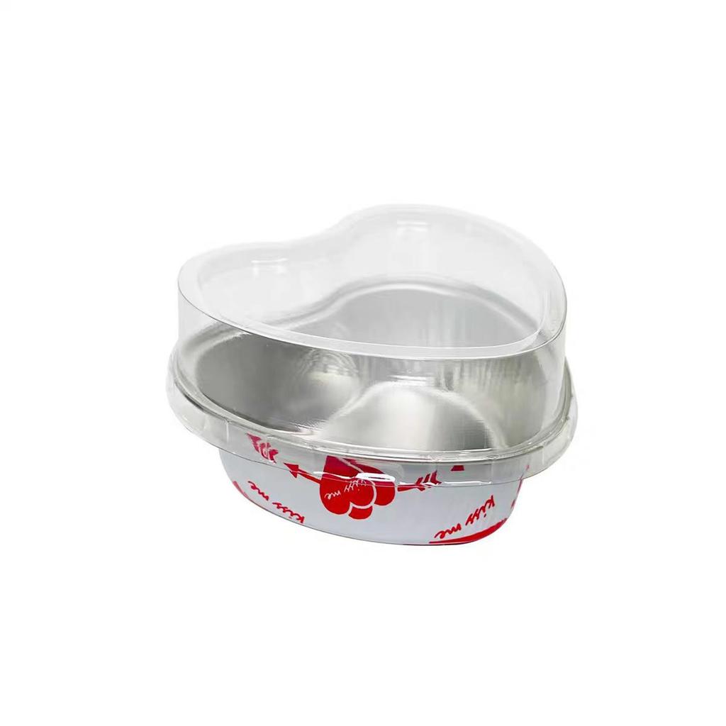 50 шт. форм для торта в форме сердца ко Дню святого Валентина, алюминиевые фольгированные стаканчики с крышкой, один набор