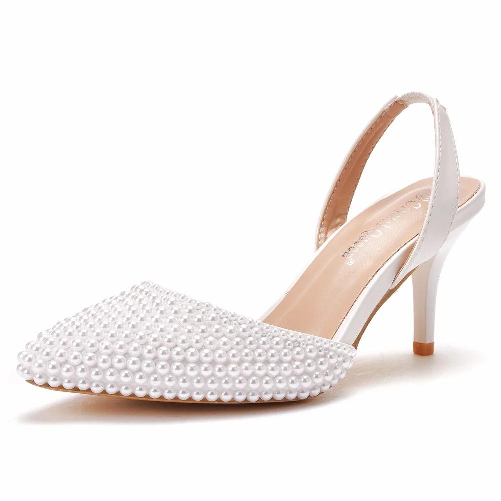 Plus Size 35-43 Shoes for Women Summer Elegant Women High Heel Comfortable Pearl Platform Shoes Wedding Party Sandalias De Mujer