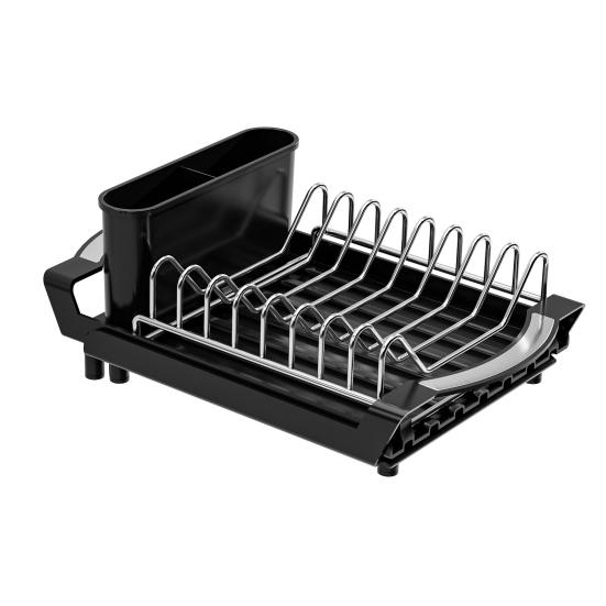 Dish Drying Rack with Cutlery Holder Large Capacity Strong Load-bearing Countertop Extendable Dish Rack with Drain Board