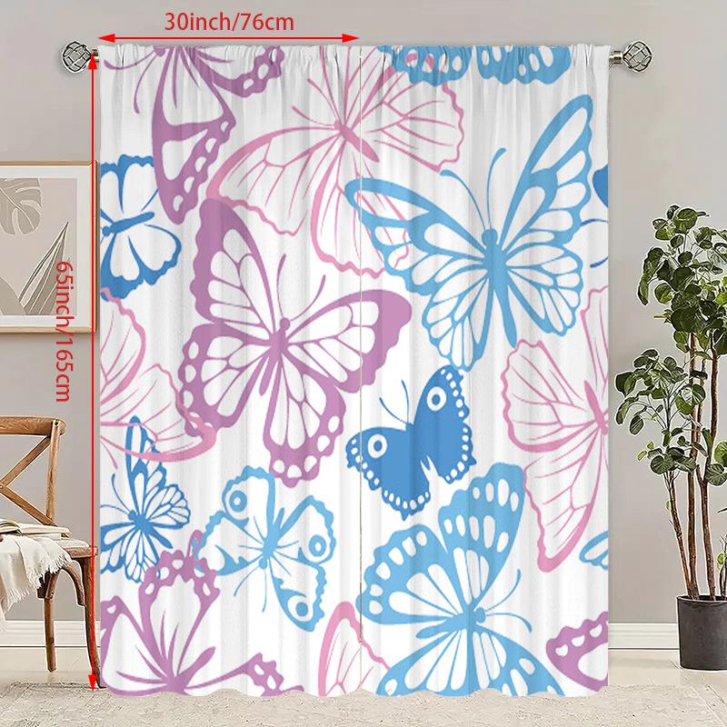 2 шт. - Бабочка - занавеска с принтом - материал полиэстер - для спальни, гостиной, кабинета, занавеска, препятствующая приватности