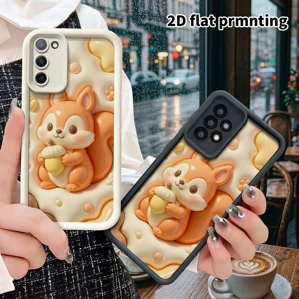 Phone Case: 2D flat, fits Samsung Galaxy A34 A35 M05 M06 S20 S22 S21 FE Plus 5G, features a hugging acorn little squirrel, perfect Christmas and Hallo