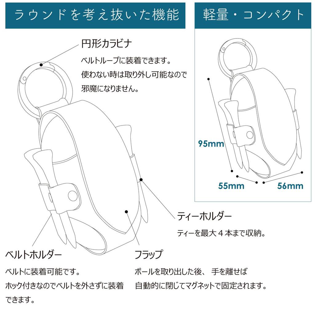 Golf Ball Case Holder Pouch Ball Holder Leather Genuine Leather Made In Japan Men Women Unisex REBOOT GOLF (Italy Blue)