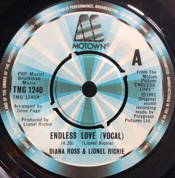 7inch Record DIANA ROSS & LIONEL RICHIE - Endless Love TMG1240 Motown 1981 UK Soul/Funk Used