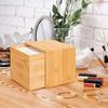 Bamboo Storage Box with Drawer Heavy Duty Rustic Wood Disposable Face Towel Tissue Hand Cream Snacks Keys Desktop Organizer Case Container