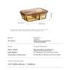 High Borosilicate Heat-Resistant Microwaveable Divided Fresh-Keeping Box, 3-Compartment 1040mL Amber Color, Lunch Box
