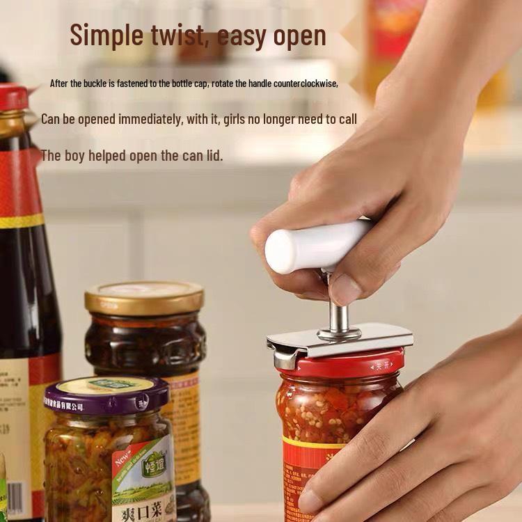 Multifunctional Stainless Steel Twist-off and Screw Cap Opener with Non-slip Grip