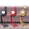 Мини 3-в-1 Телескопический плетеный зарядный кабель для iPhone Type-C Android Micro