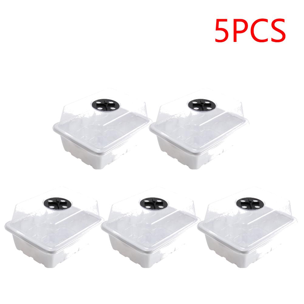1-5pcs Plants Seed Starter Trays with Humidity Dome 12 Holes Per Tray Nursery Pots Lights For Home Plant Greenhouse Growing Pot