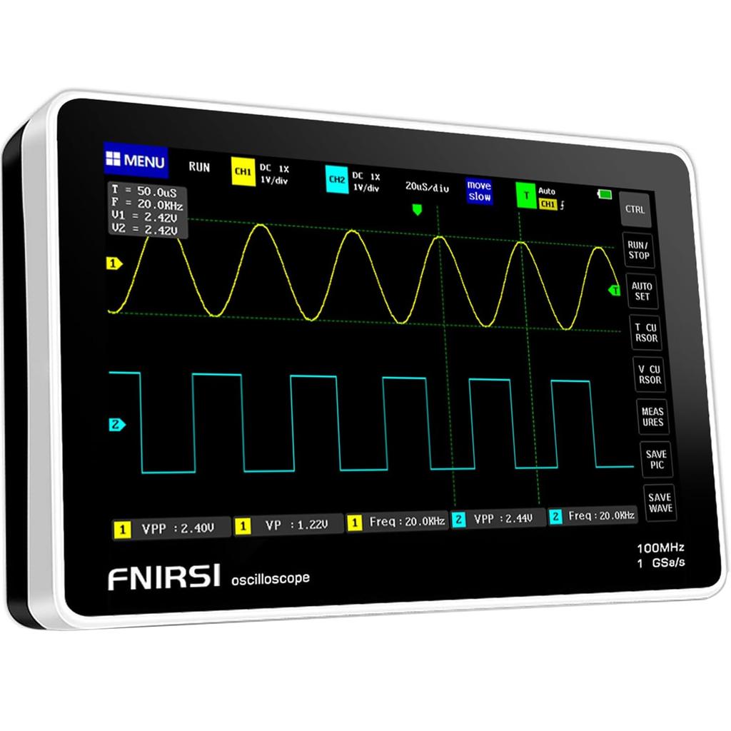FNIRSI 1013D Oscilloscope Handheld Tablet Portable Digital Storage Oscilloscope 2 100Mhz Sampling TFT LCD Touchscreen - Oscilloscope, Kit, Channels,