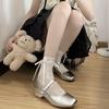 Women's Summer Milky White Hollow Lace Socks - Lightweight Calf-Length JK Mary Jane Style