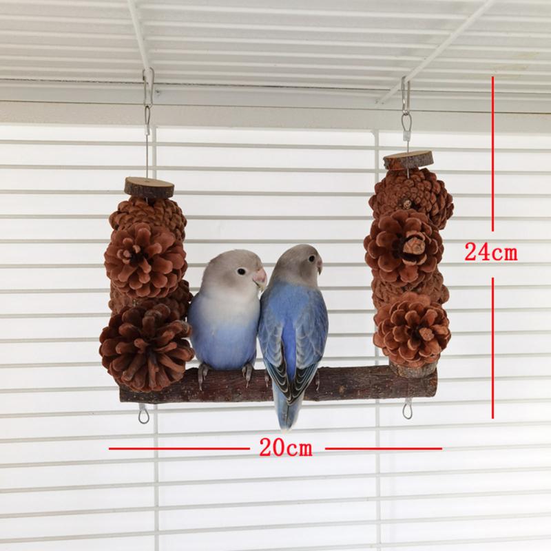 Parrot Hanging Swings Pineal Cone Wooden Perch Bite Toy Standing Training Toys Bird Supplies Bird