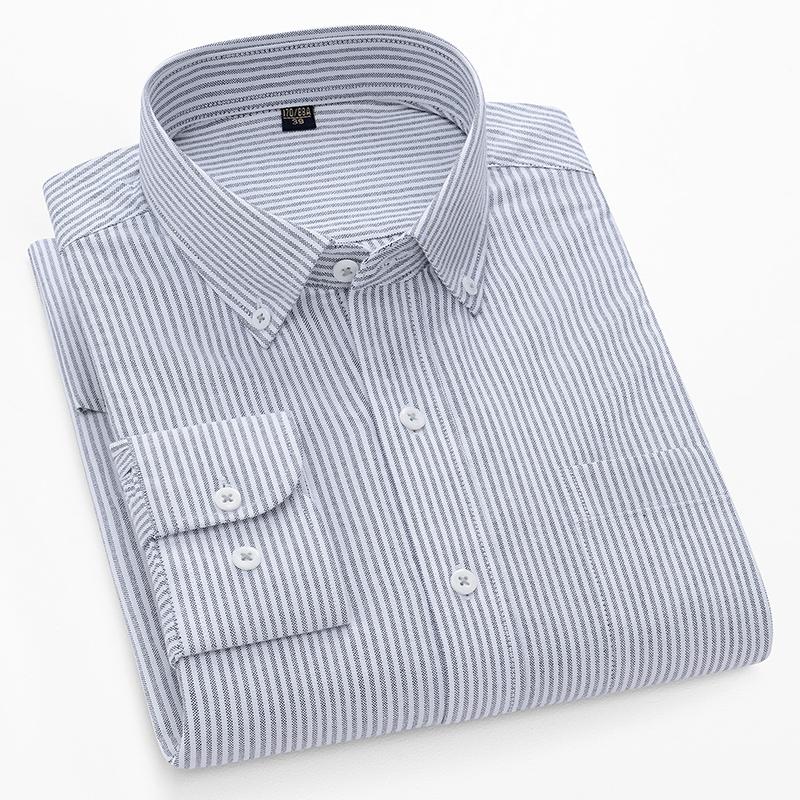 Новые высококачественные хлопковые мужские рубашки в стиле business casual на пуговицах с лацканами и длинными рукавами, дышащие, с карманом, оксфордские в клетку, рабочие
