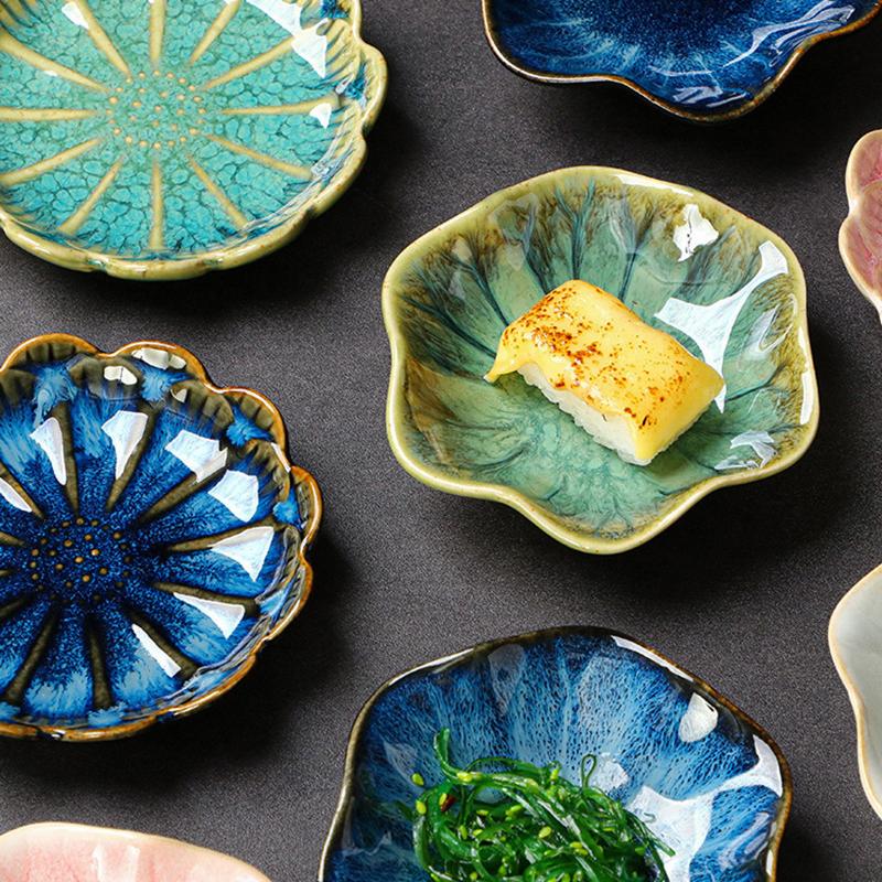 Керамическая тарелка в форме цветка, мини-кухонная приправа, блюдце для дома, ресторана, поднос для закусок, десертов, посуда, декор для кухни