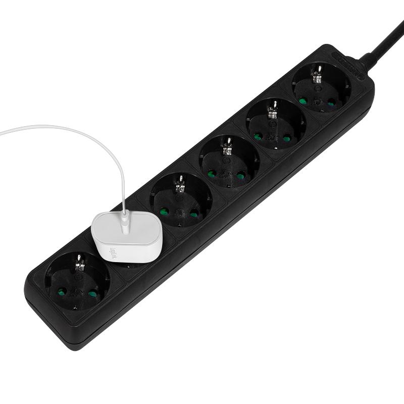 LogiLink power strip with 6 sockets with protective contact, black 1.5m